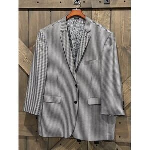Stacy Adams Gold Blazer Black And‎ White Check Plaid Classic Jacket Men's 50R